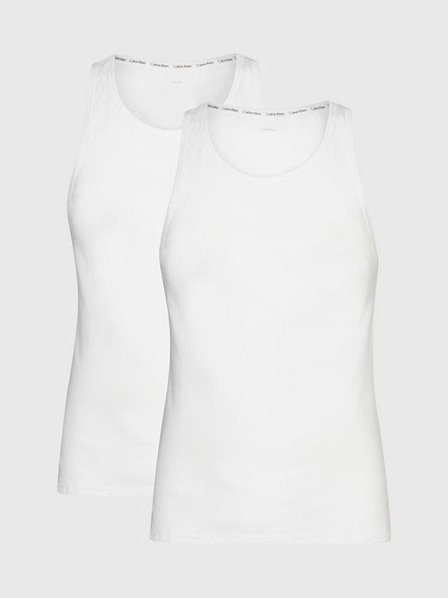 Calvin Klein USA 2 Pack Lounge Tanks - Modern Cotton Mens Top White 6208534-FW